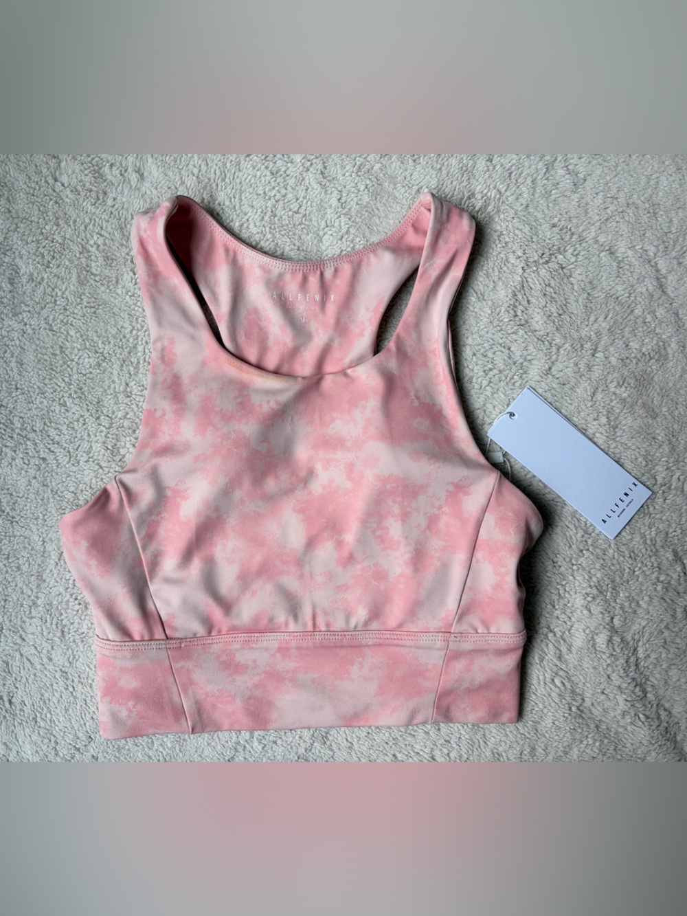 NWT Allfenix Pink Tie-Dye Racerback Sports Bra Women Size Medium